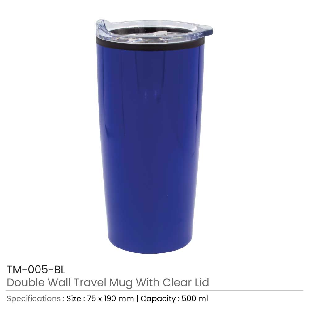 Double-Wall Travel Mugs with Clear Lid thumbnail
