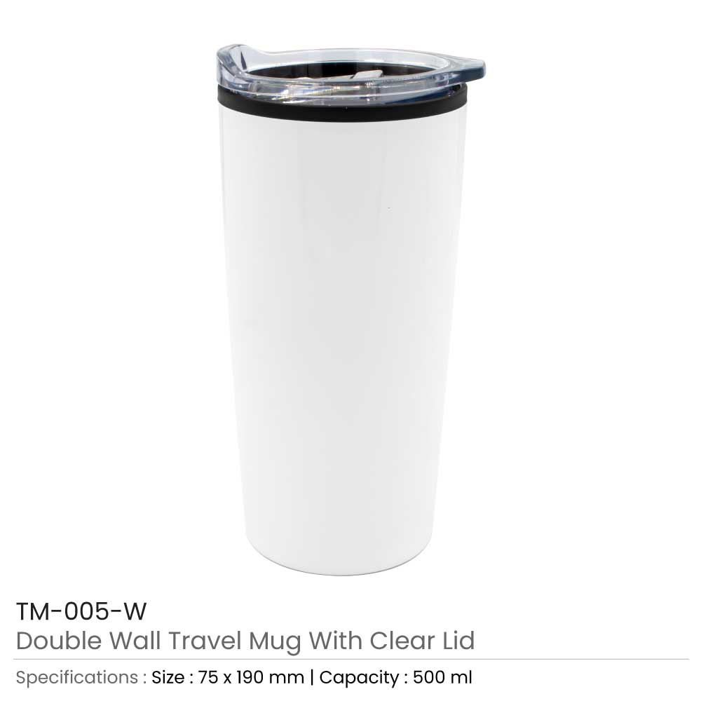 Double-Wall Travel Mugs with Clear Lid thumbnail
