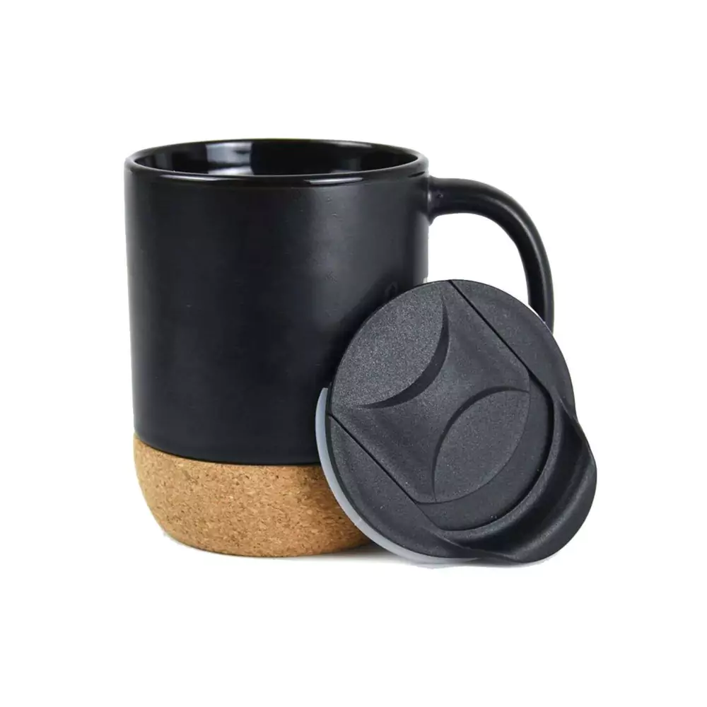 Ceramic Mugs with Lid and Cork Base 385 ml
